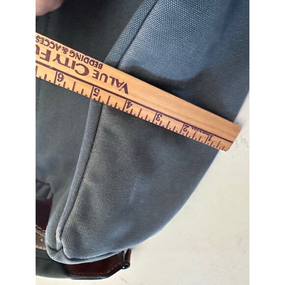 Crate and Barrel x FRYE Blue-Grey Canvas brown leather Backpack org $228.00 - Picture 10 of 16